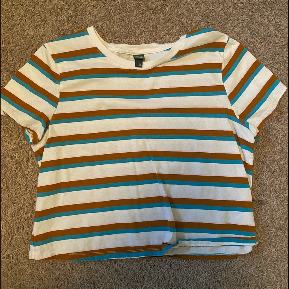 White and blue striped shirt